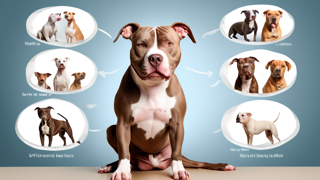 A DALL-E prompt for an image that relates to the article title The 6 Most Common Pitbull Health Issues: A photorealistic image of a Pitbull dog with vario