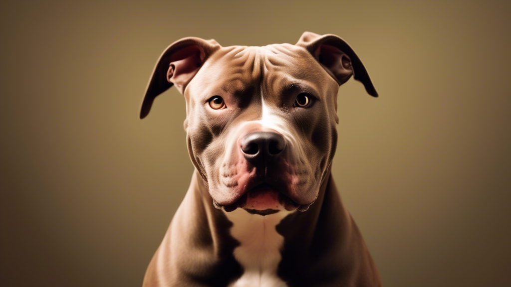 A photograph of a pitbull's expressive face, illustrating the signs and signals used to communicate body language and emotions.